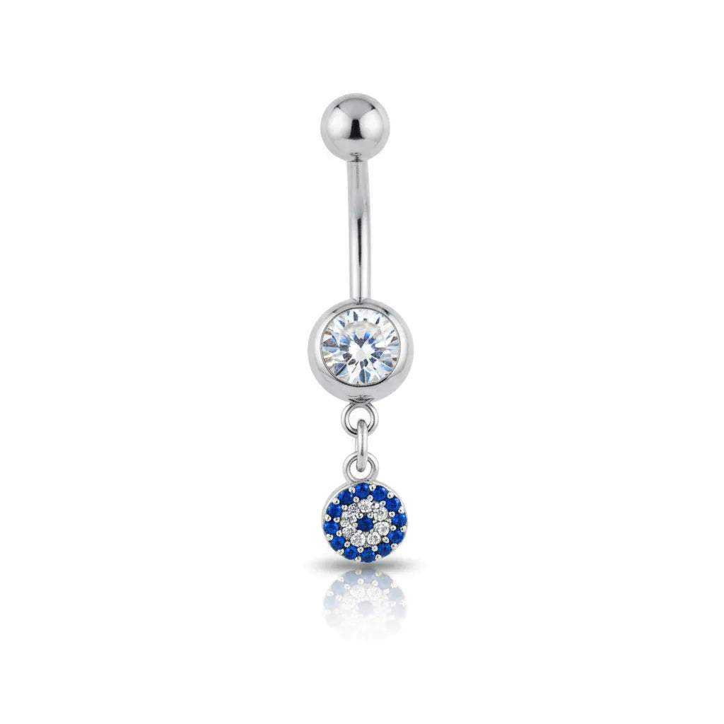 Surgical Steel Evil Eye Dangle Belly Button Ring