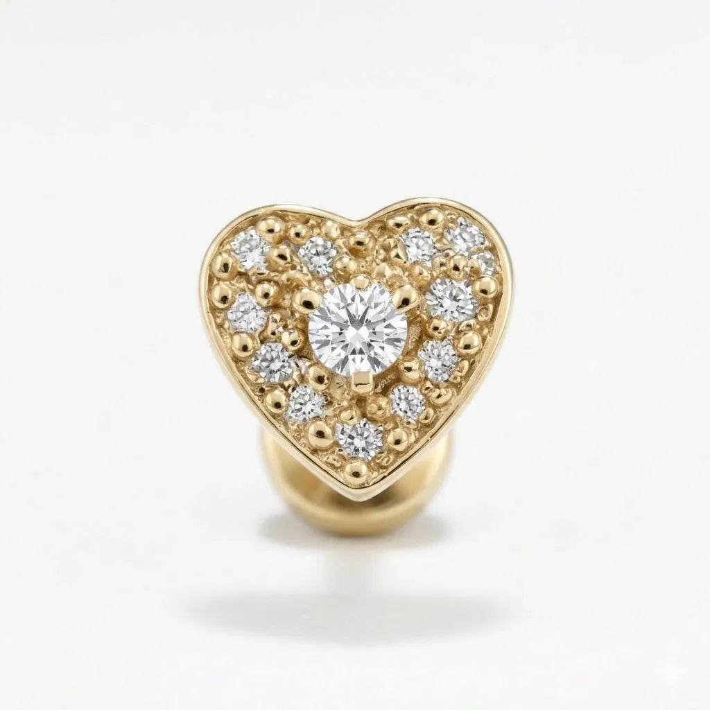 Crystal Heart Titanium Piercing