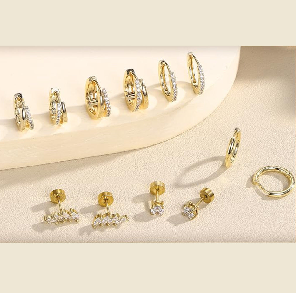 Crystal Clicker 6 Piece Ear Piercing Set