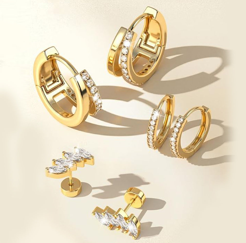 Crystal Clicker 6 Piece Ear Piercing Set