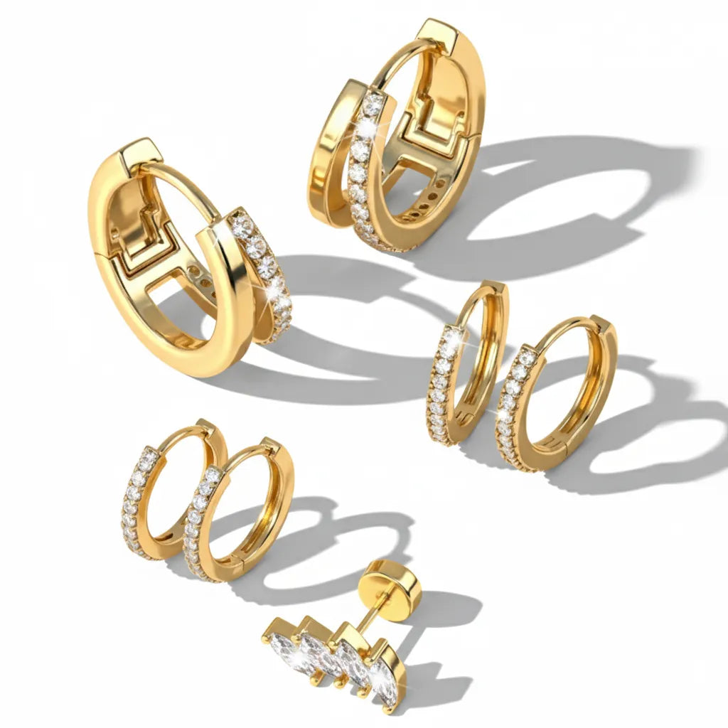 Crystal Clicker 6 Piece Ear Piercing Set