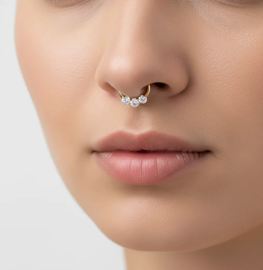 Crystal Stones Conch Piercing and Septum Piercing