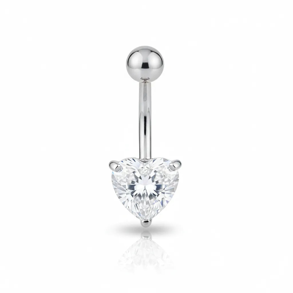 Sparkling Heart Crystal Belly Bar