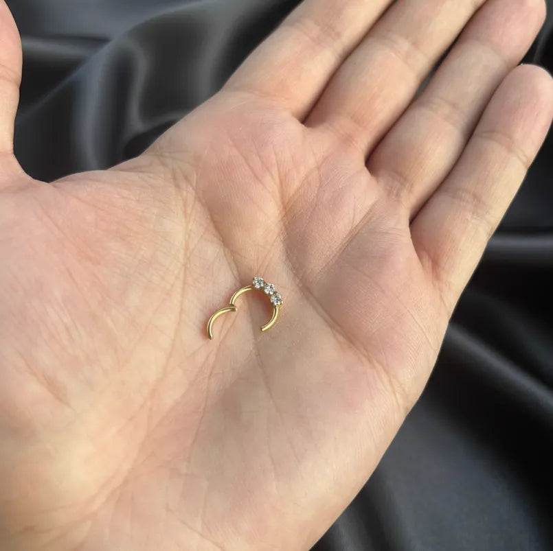 Crystal Stones Conch Piercing and Septum Piercing