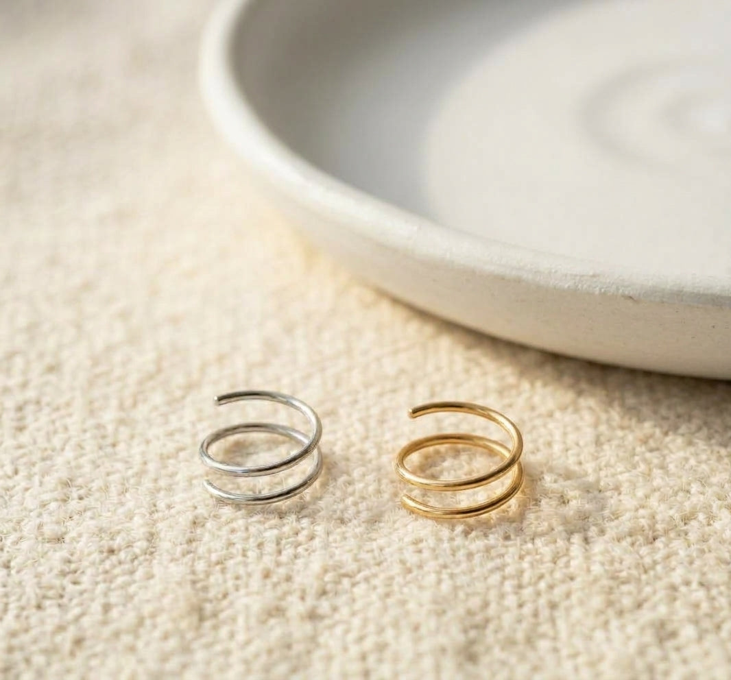 Spiral Double Nose Ring Hoop and Nose Piercing