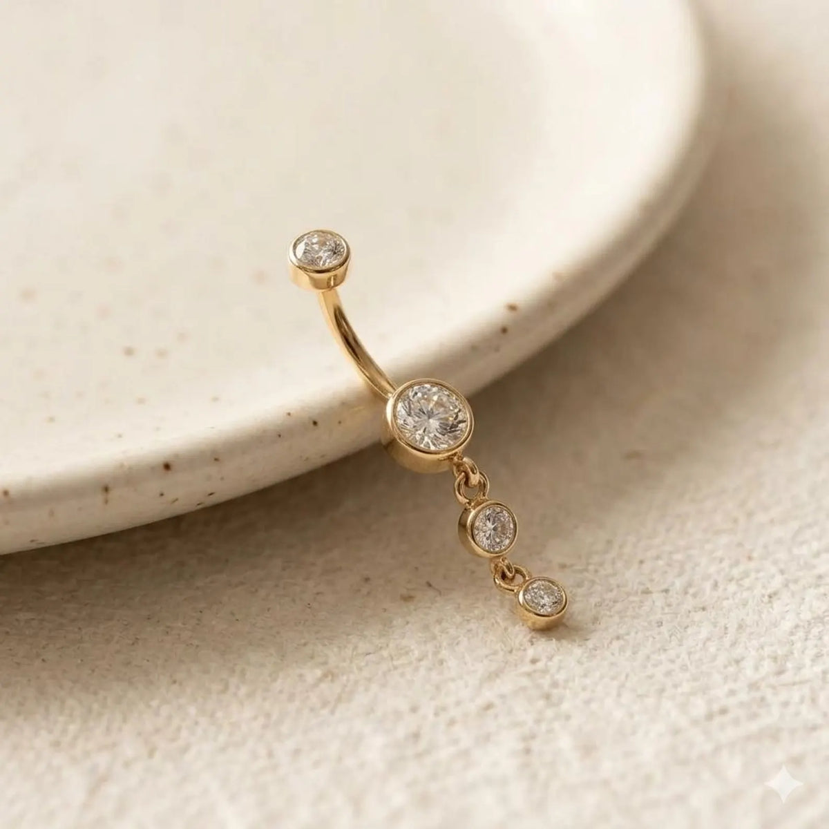 Cascading Crystal Dangle Belly Bar | Carl Oliver UK