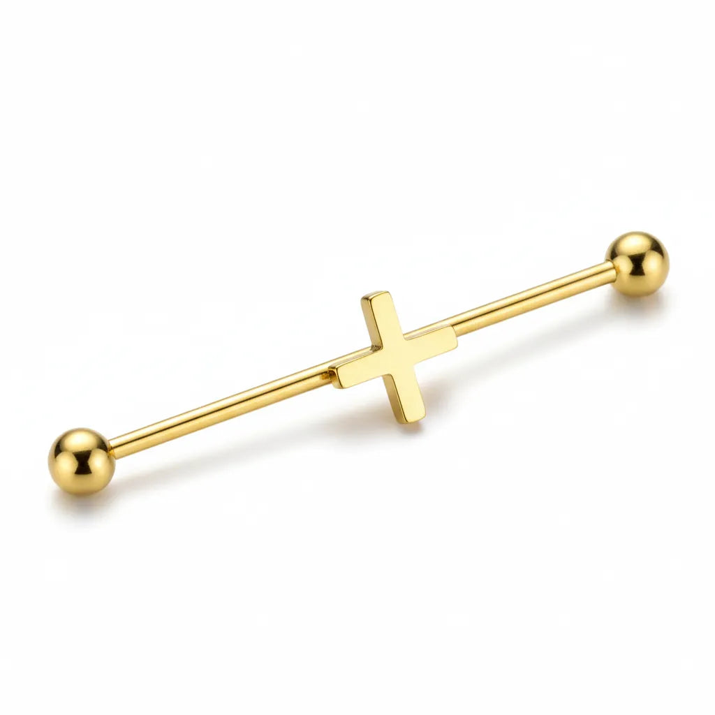 Surgical Steel Cross Design Industrial Piercing