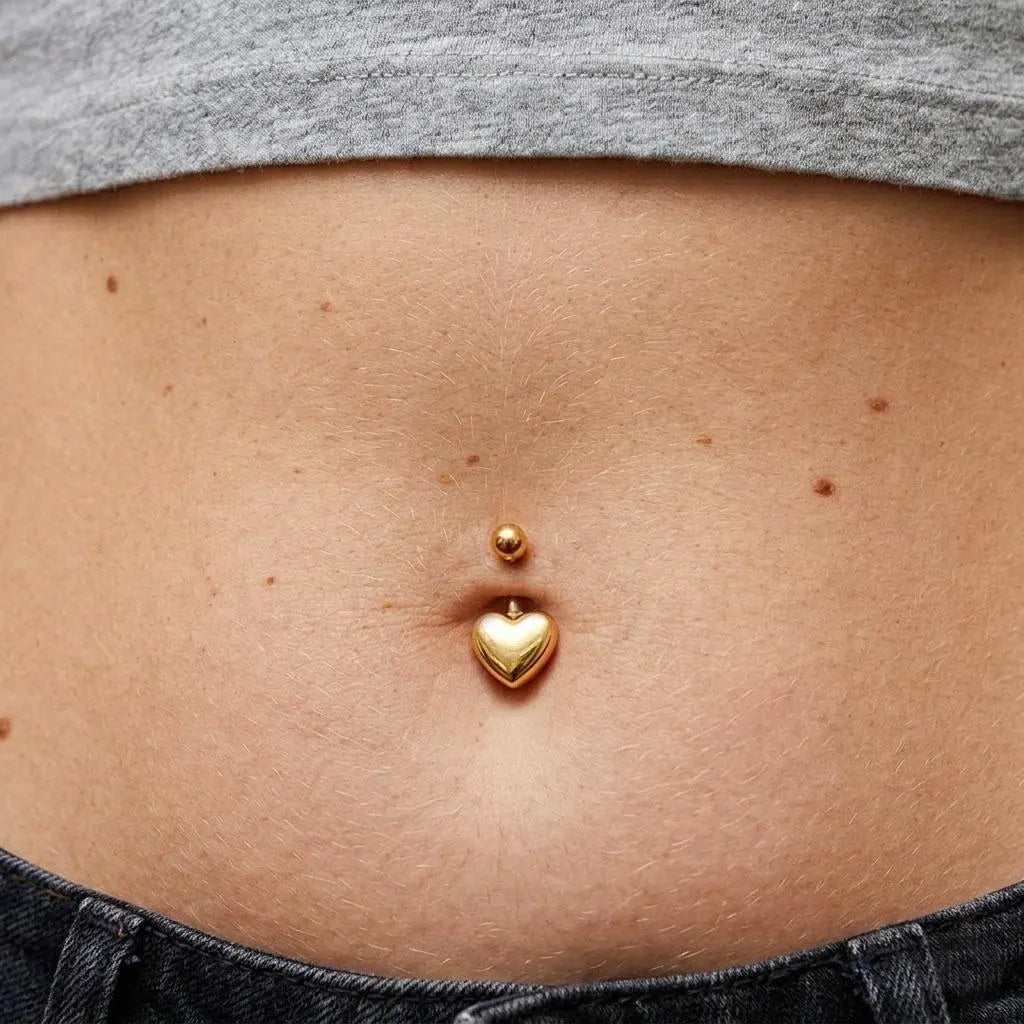 Polished Heart Stainless Steel Belly Bar | Carl Oliver UK