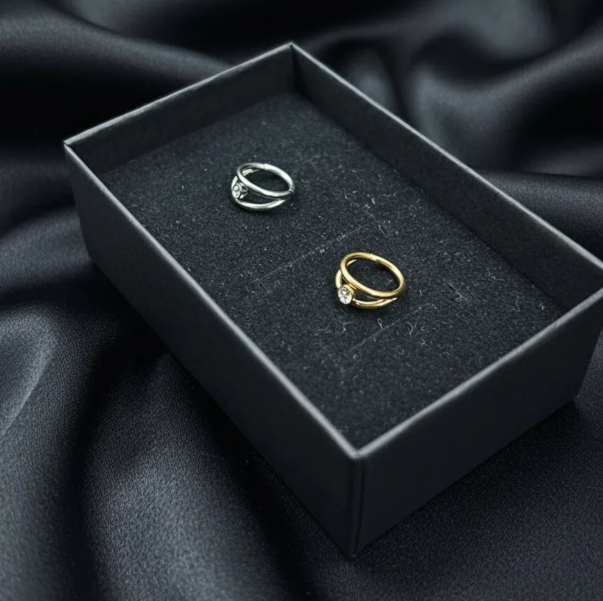 Crystal Double Hoop Helix Piercing