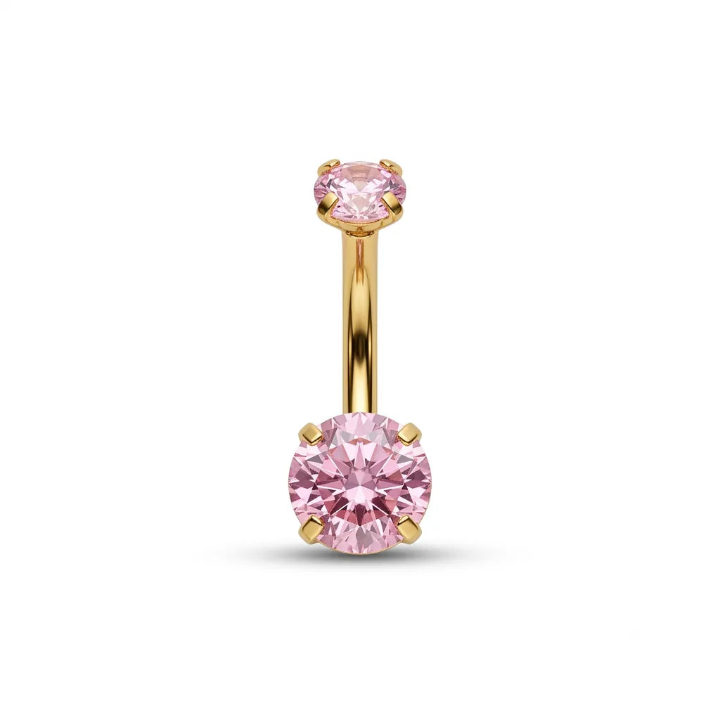 Surgical Steel Double Cubic Zirconia Belly Bar