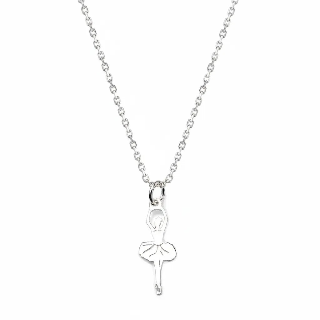 Sterling Silver Ballerina Dancer Charm Necklace