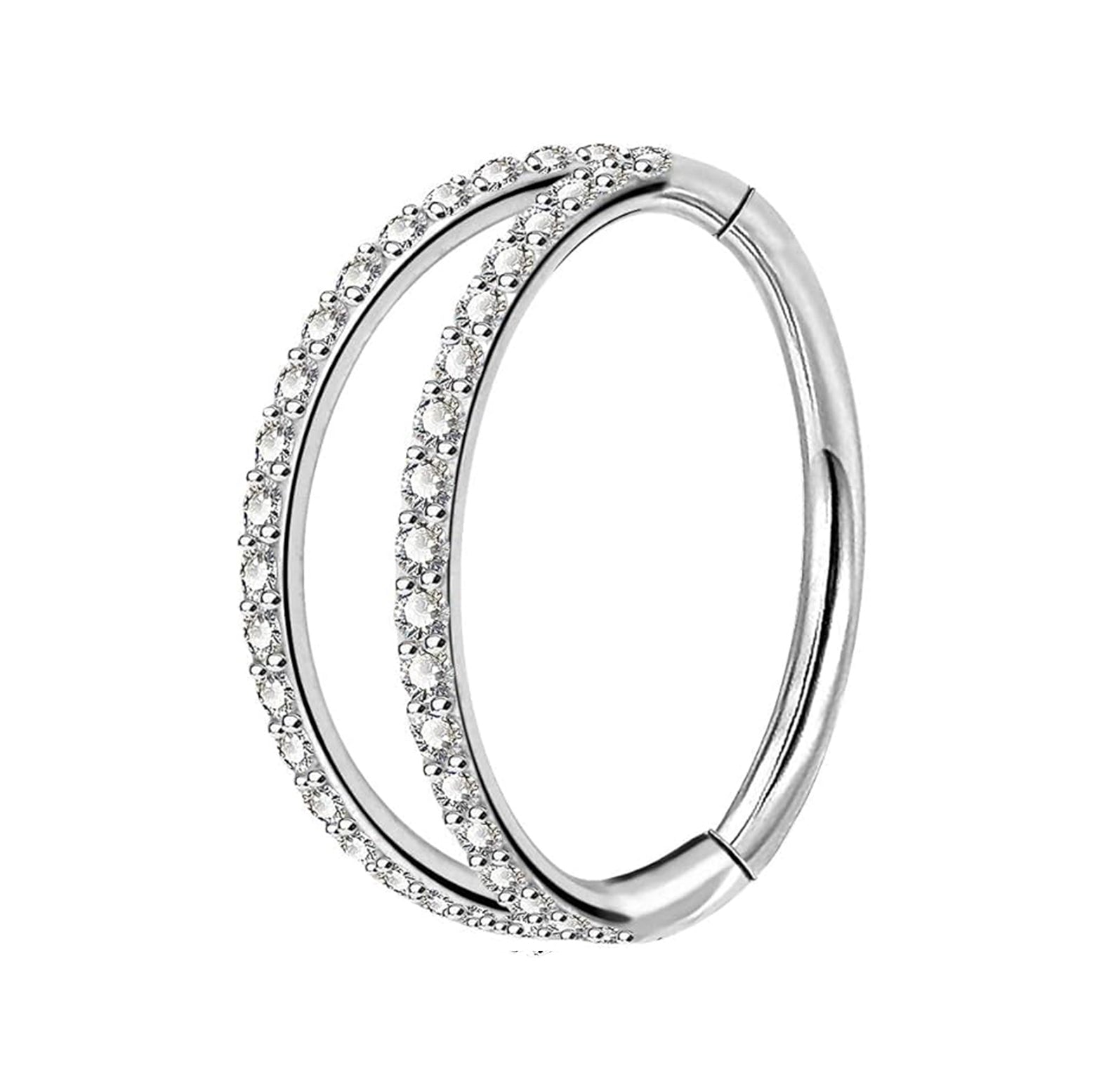 Double Crystal Hinged Segment Rook Piercing