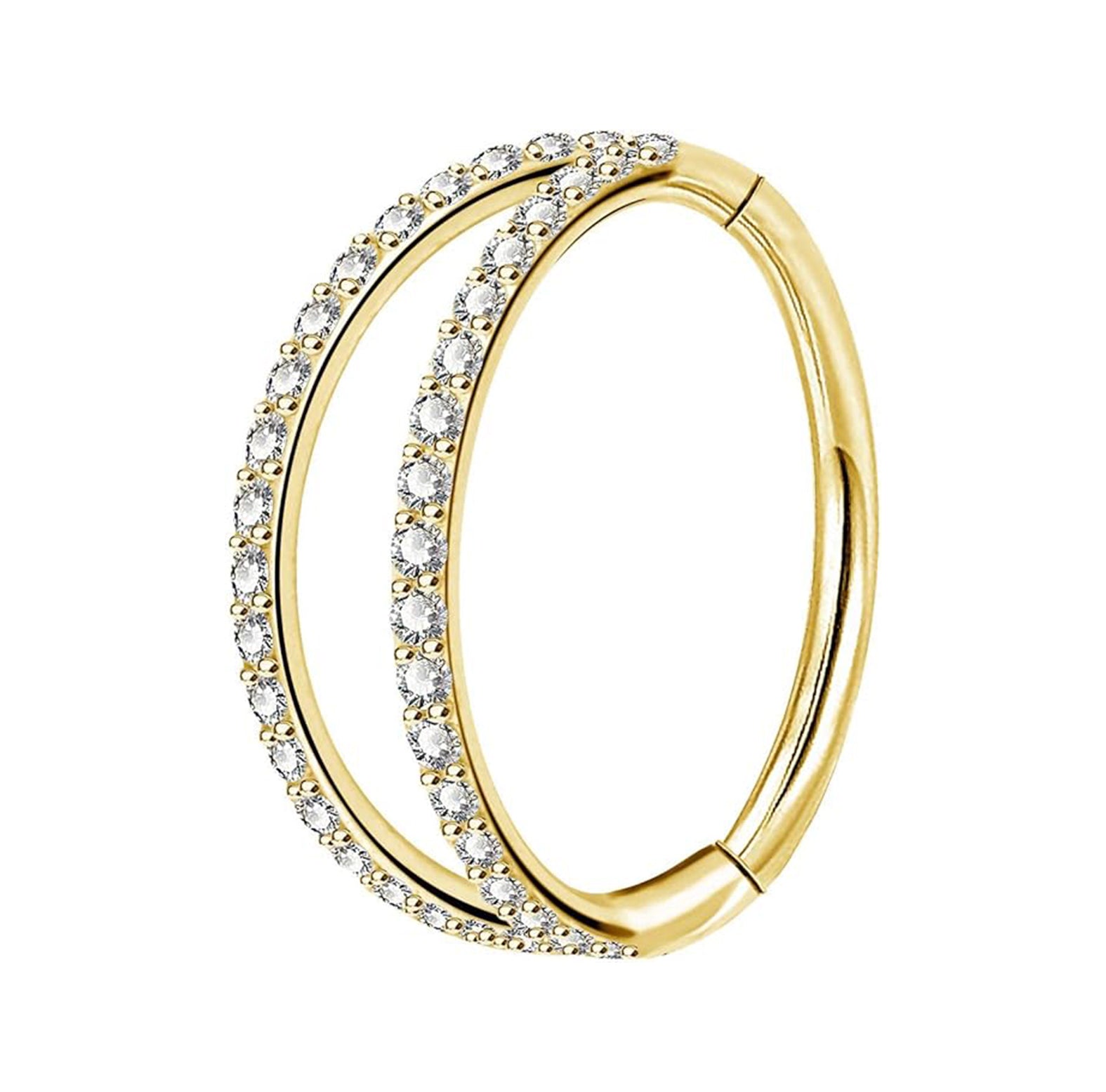 Double Crystal Hinged Segment Rook Piercing