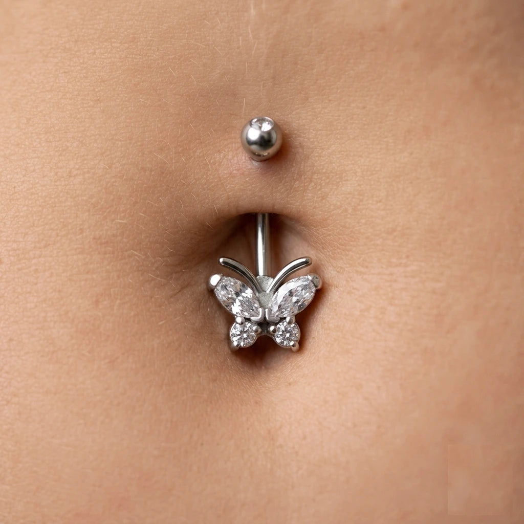 Surgical Steel Butterfly Belly Bar Piercing
