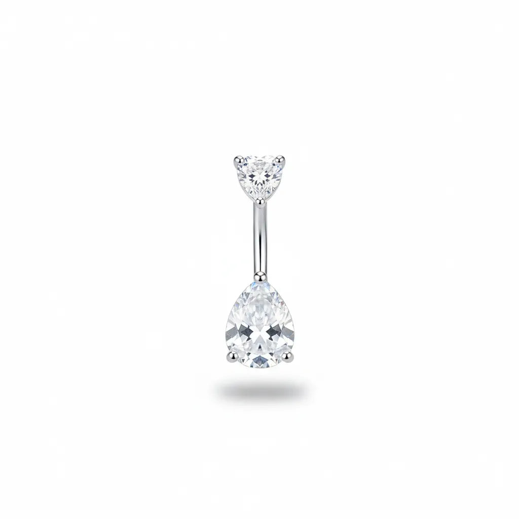 Diamond earring with a teardrop design on a white background