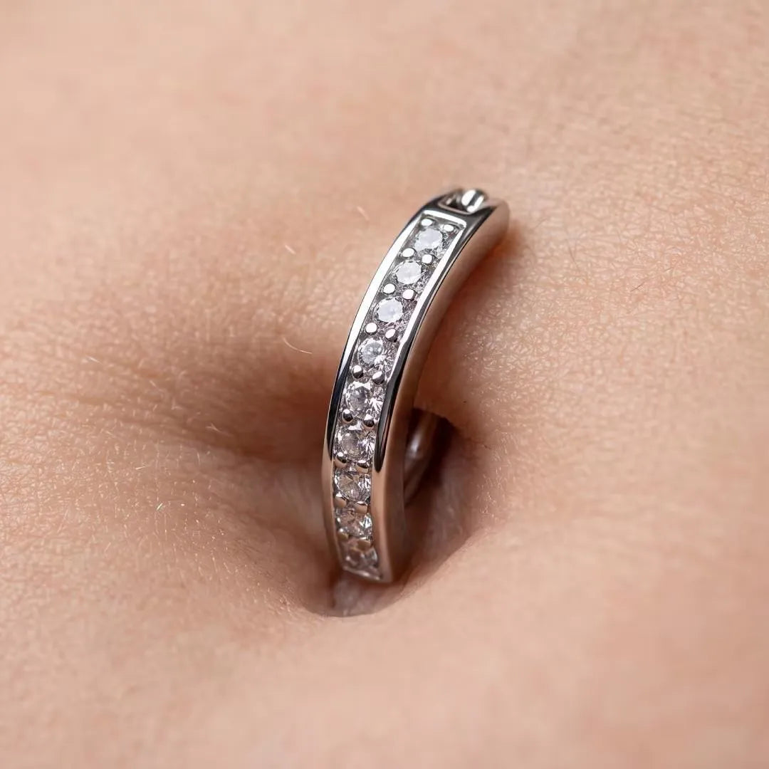 Hinged Clicker Double Cubic Zirconia Belly Bar | 316L Surgical Steel