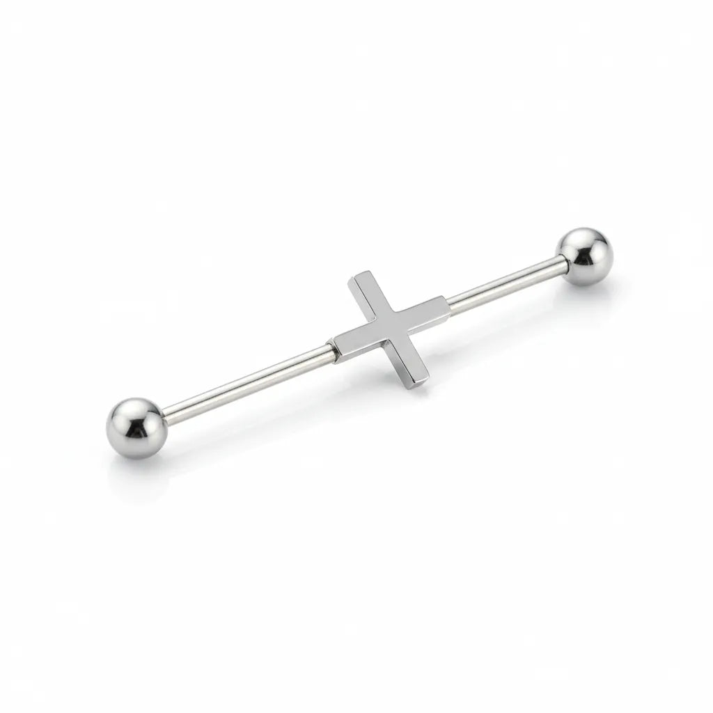 Surgical Steel Cross Design Industrial Piercing