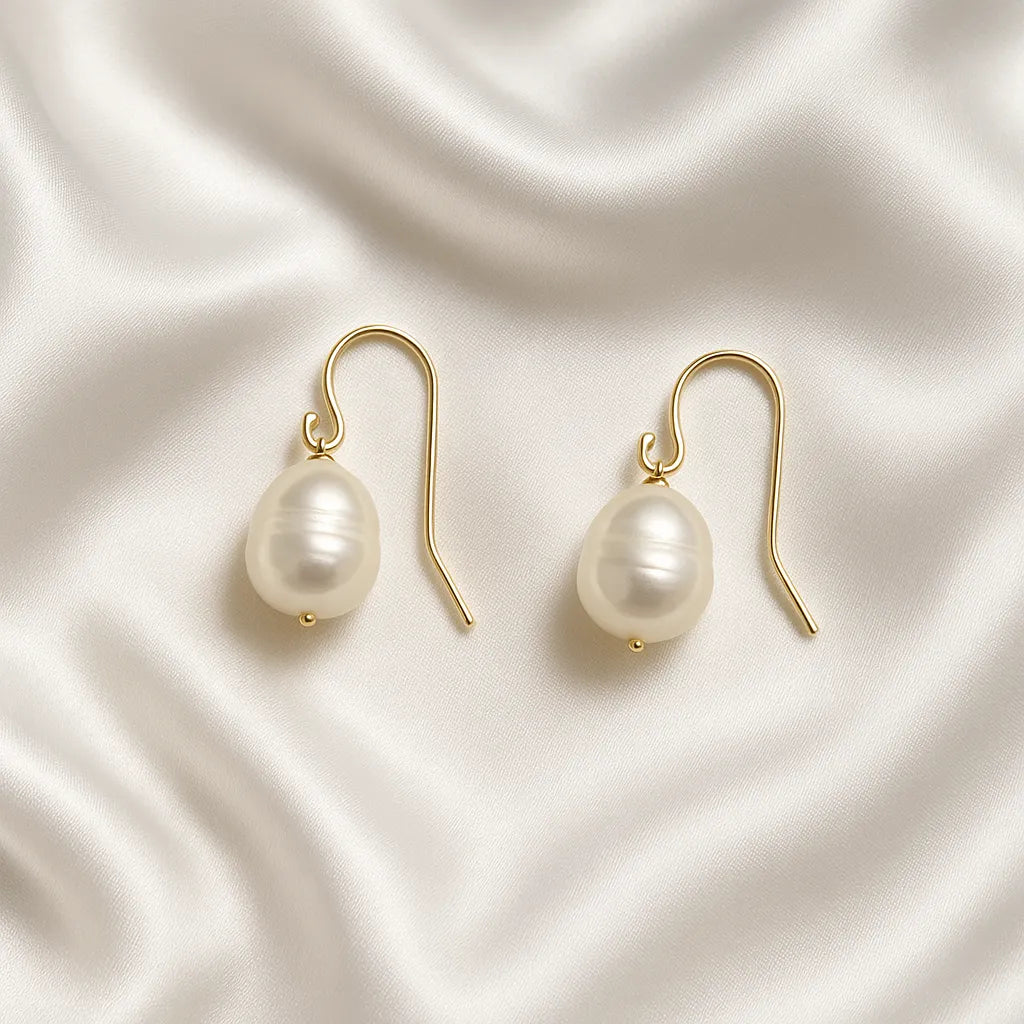 Clara Lux Gold Filled Hook Large Pearl Earrings
