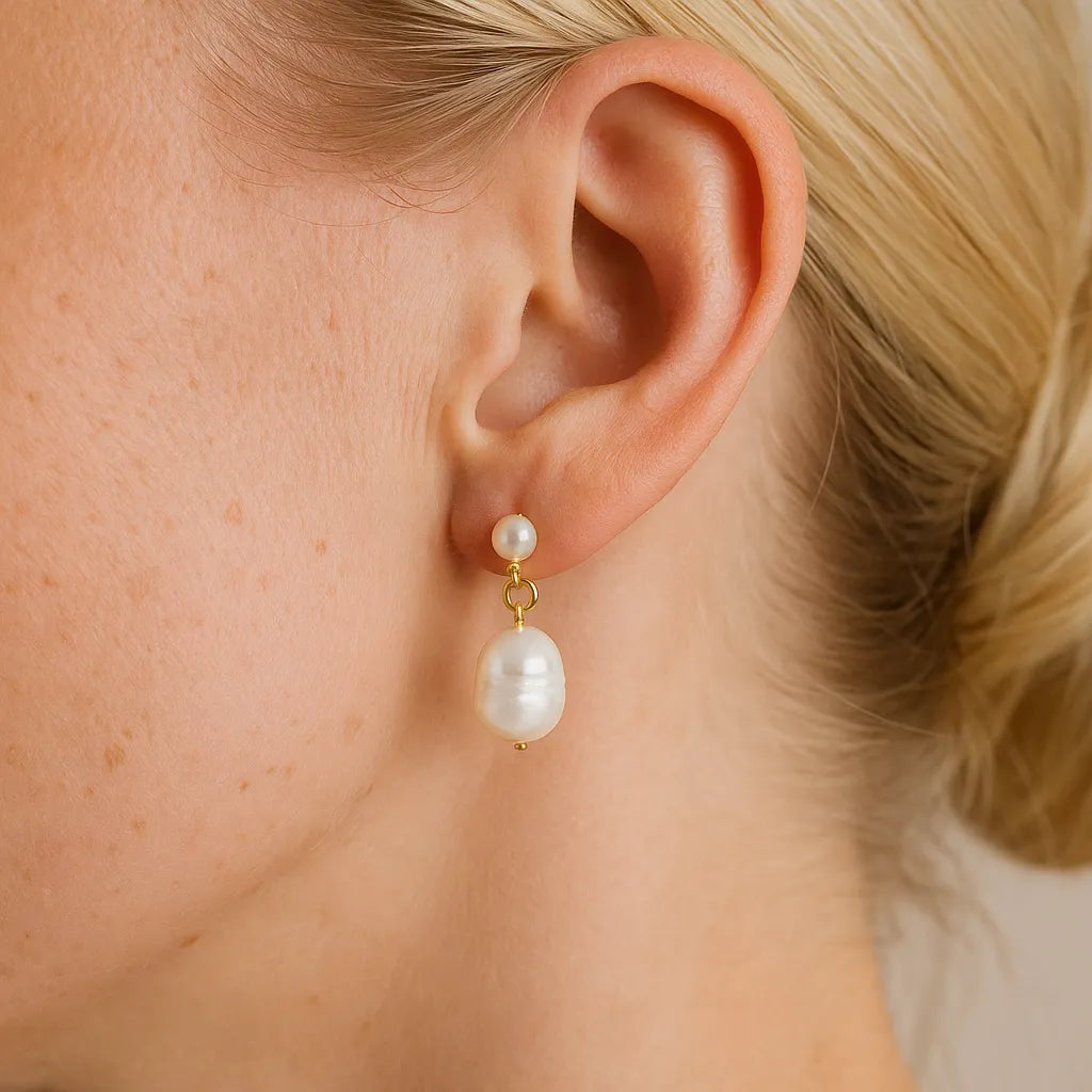Silva Opale Double Pearl Stud Earrings