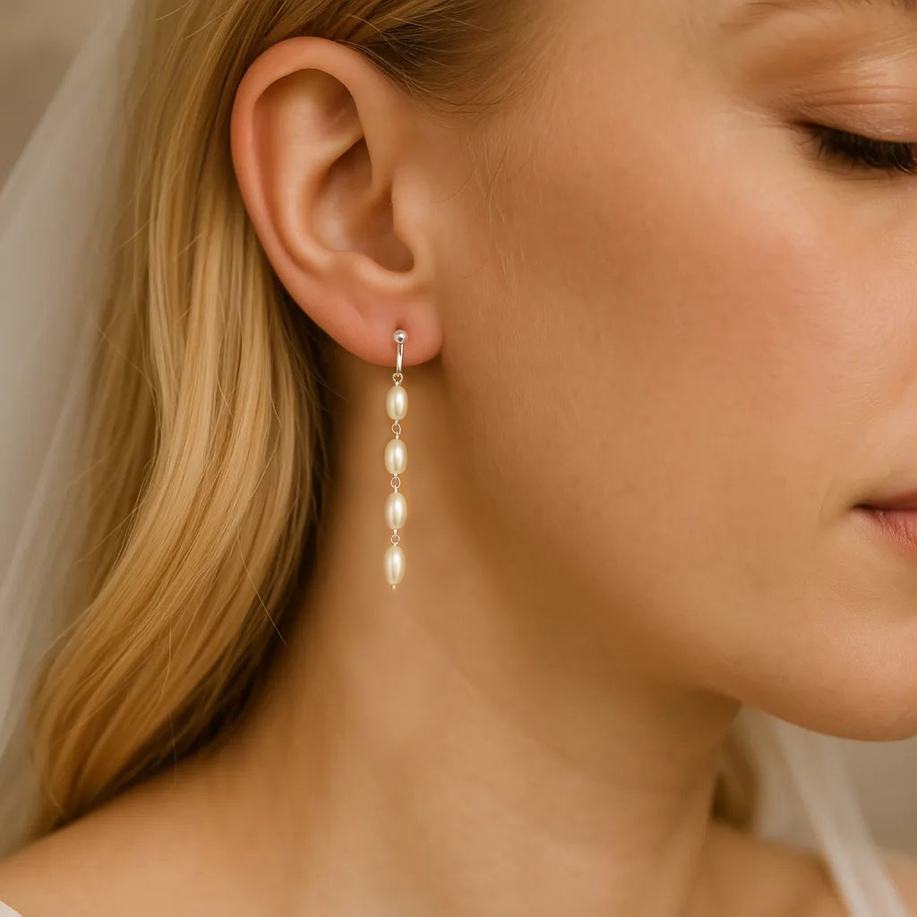 Solea Alba Silver Four Pearl Drop Earrings