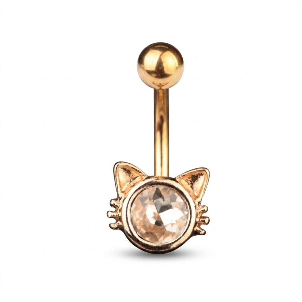 Cute Cat Crystal Belly Bar | Carl Oliver UK