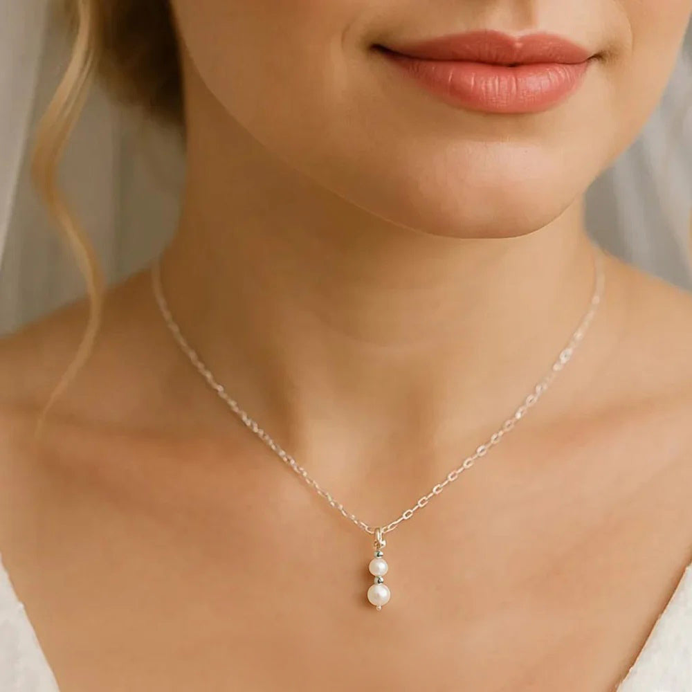 Fleur Céleste Silver Pearl Necklace