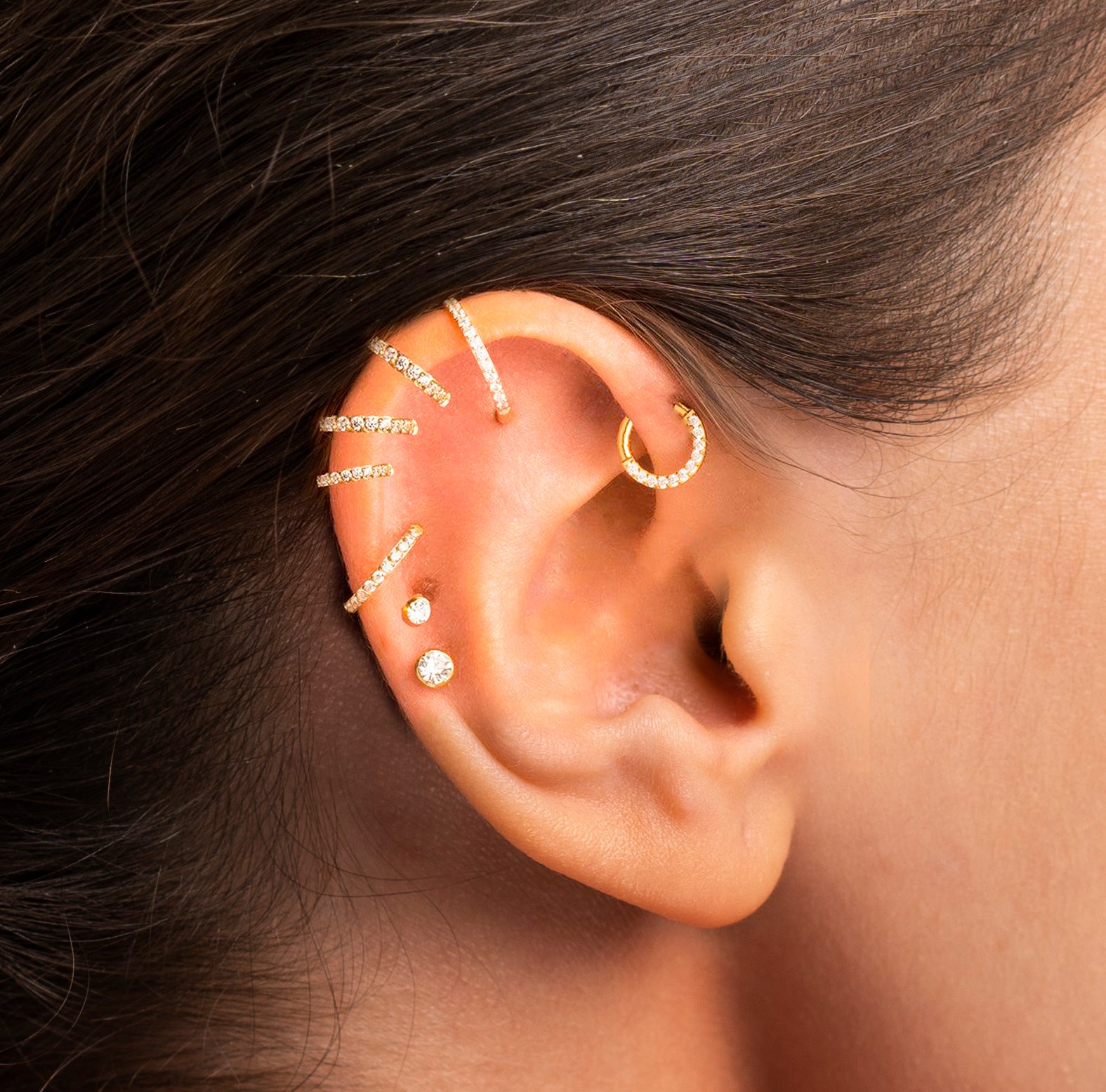 Crystal Conch Piercing and Hoop Piercing