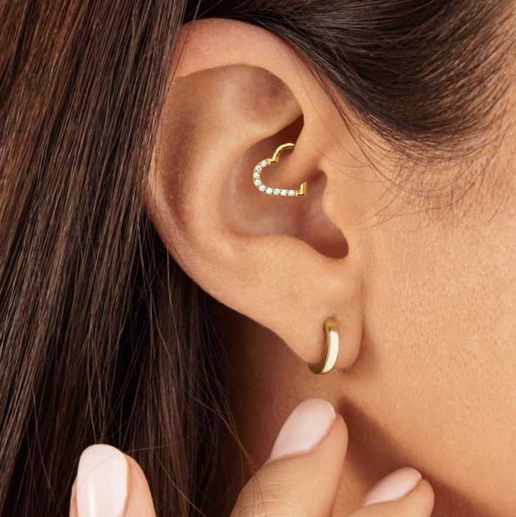 Crystal Clicker Heart Rook Piercing