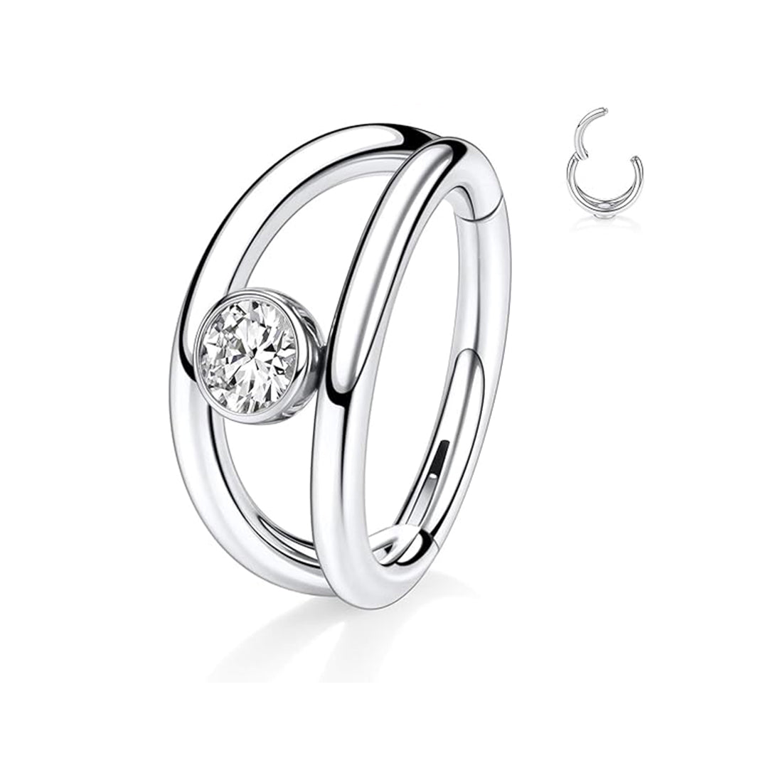 Crystal Double Nose Clicker Piercing