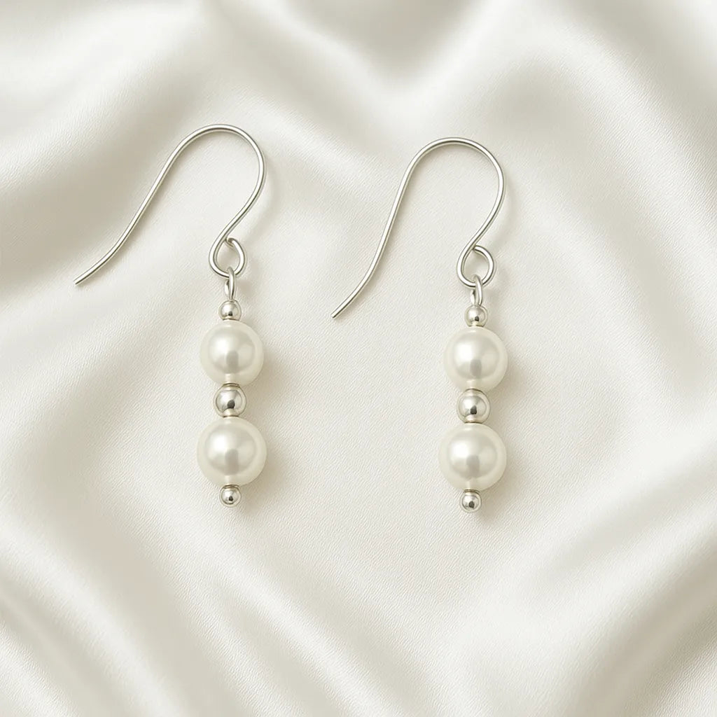 Fleur Céleste Silver Hook Pearl Earrings