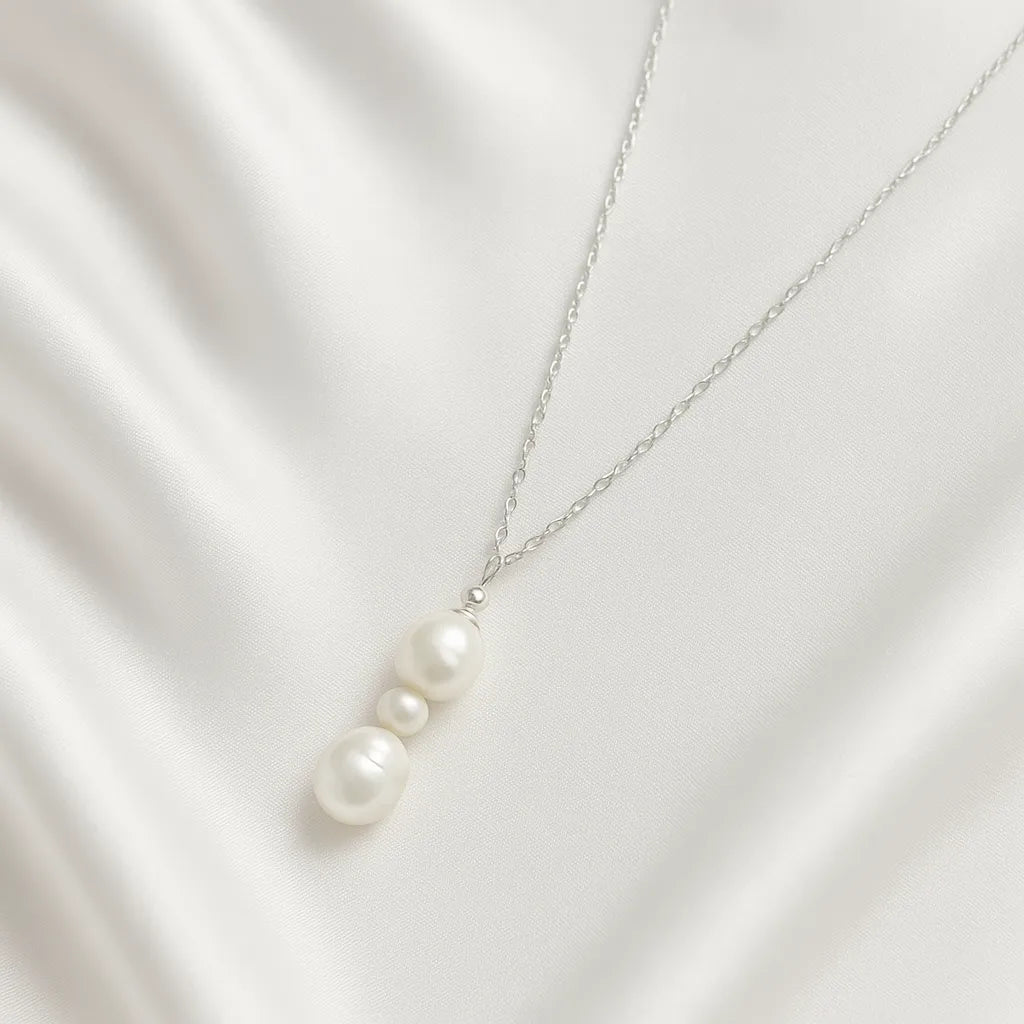 Saphire Nuit Silver Pearl Necklace