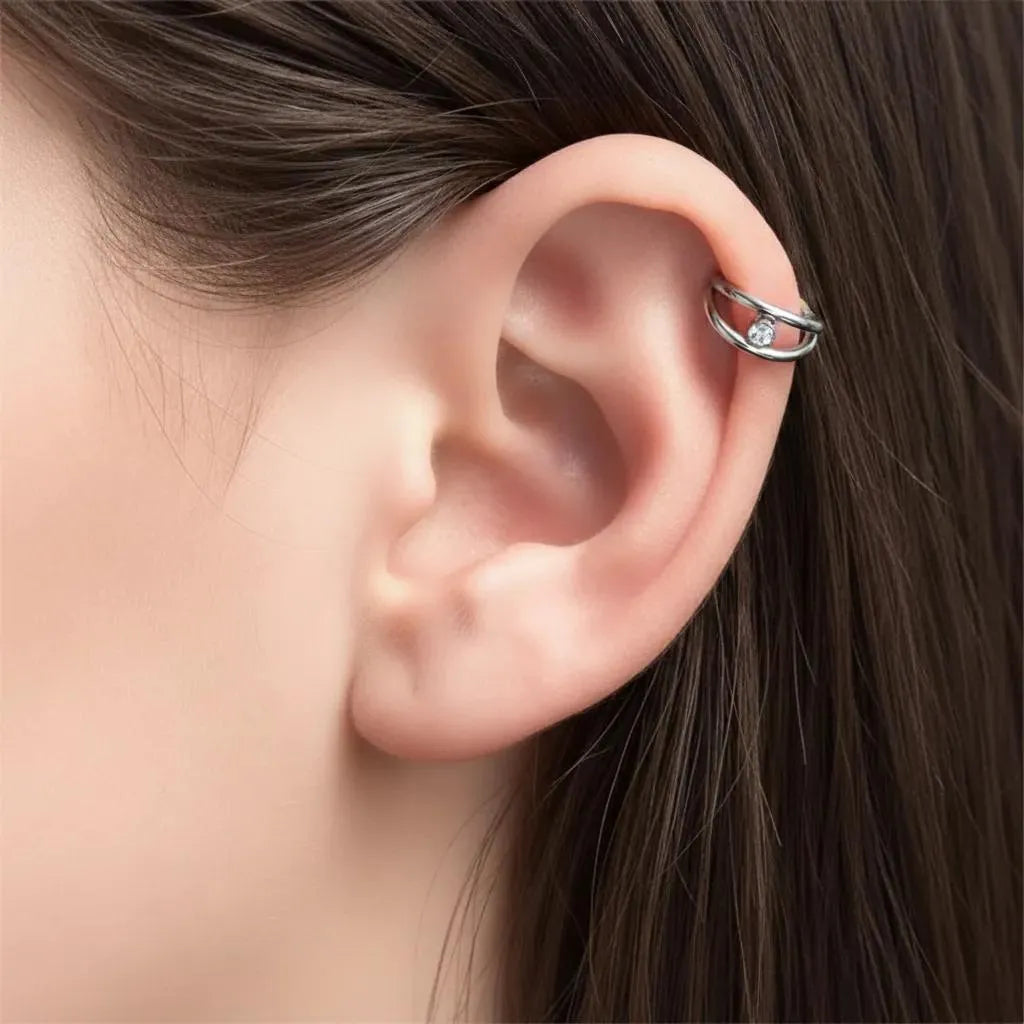 Crystal Double Hoop Helix Piercing