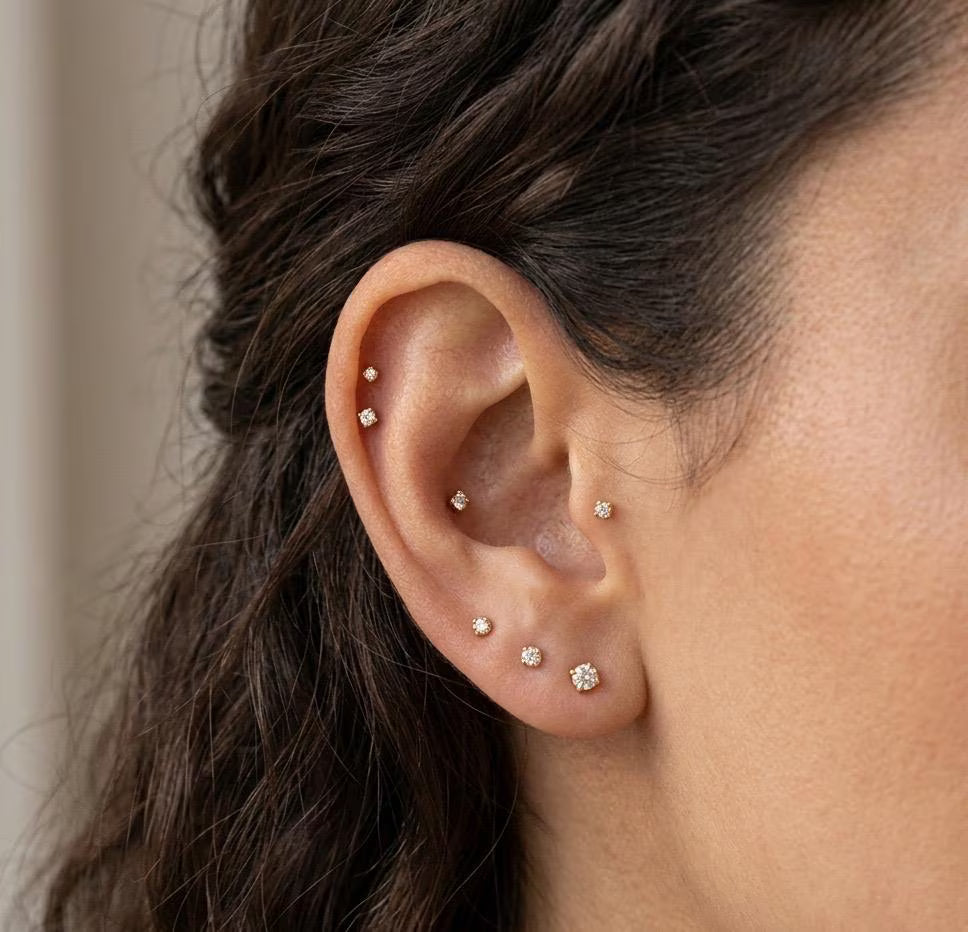 Crystal CZ Titanium Flat Back Labret Stud | Tragus & Cartilage Piercing