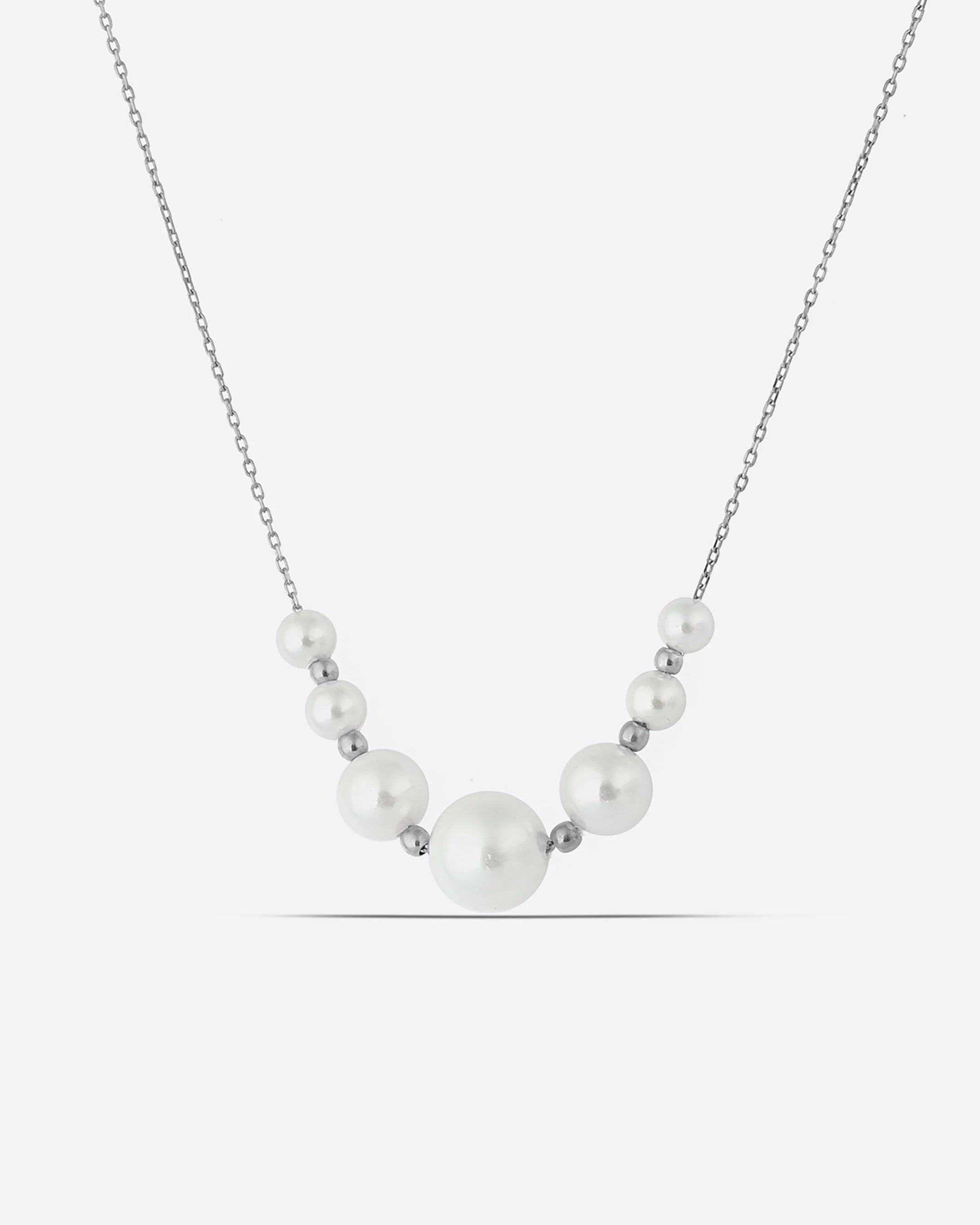 Modern Silver Layered Pearl Necklace