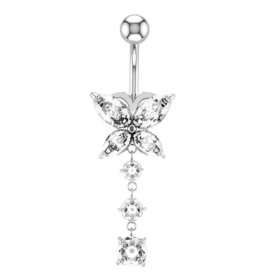 Surgical Steel Diamond Butterfly Belly Bar