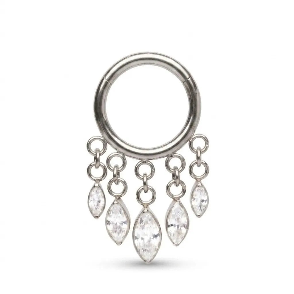 Cubic Zirconia Dangle Crystals Titanium Piercing
