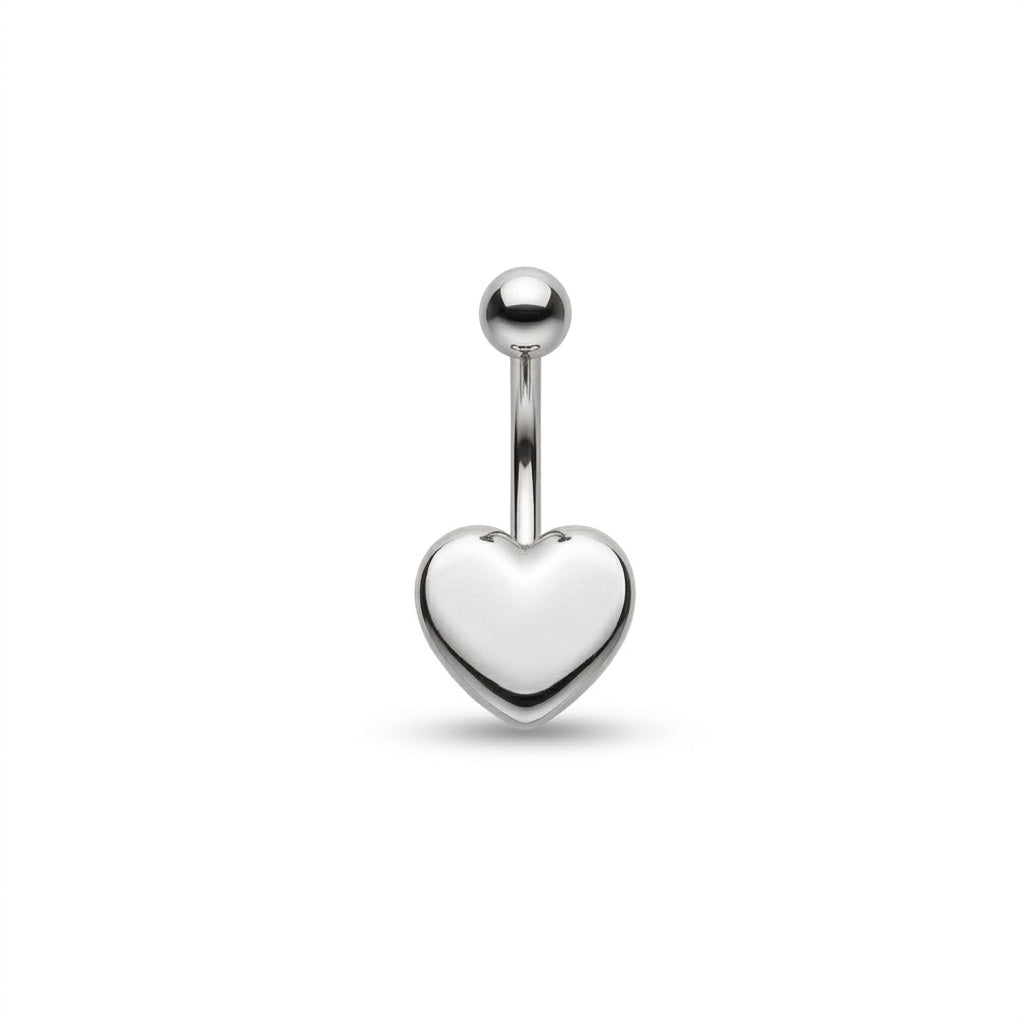 Polished Heart Stainless Steel Belly Bar | Carl Oliver UK