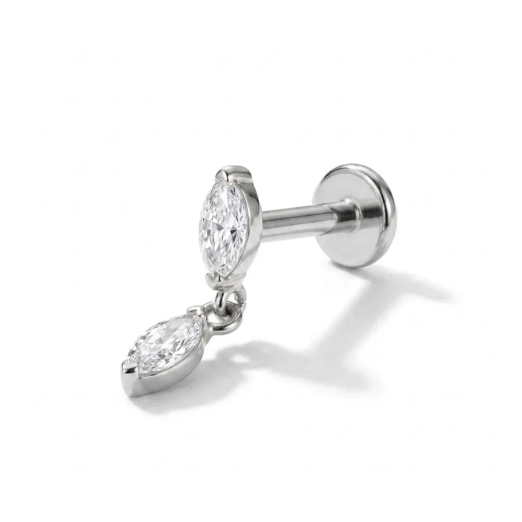 Dangling Pear Cut CZ Labret Stud