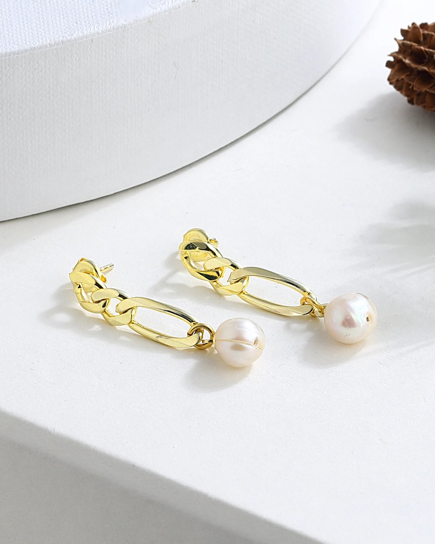 Modern Silver Dangle Pearl Drop Earrings Gold Filled