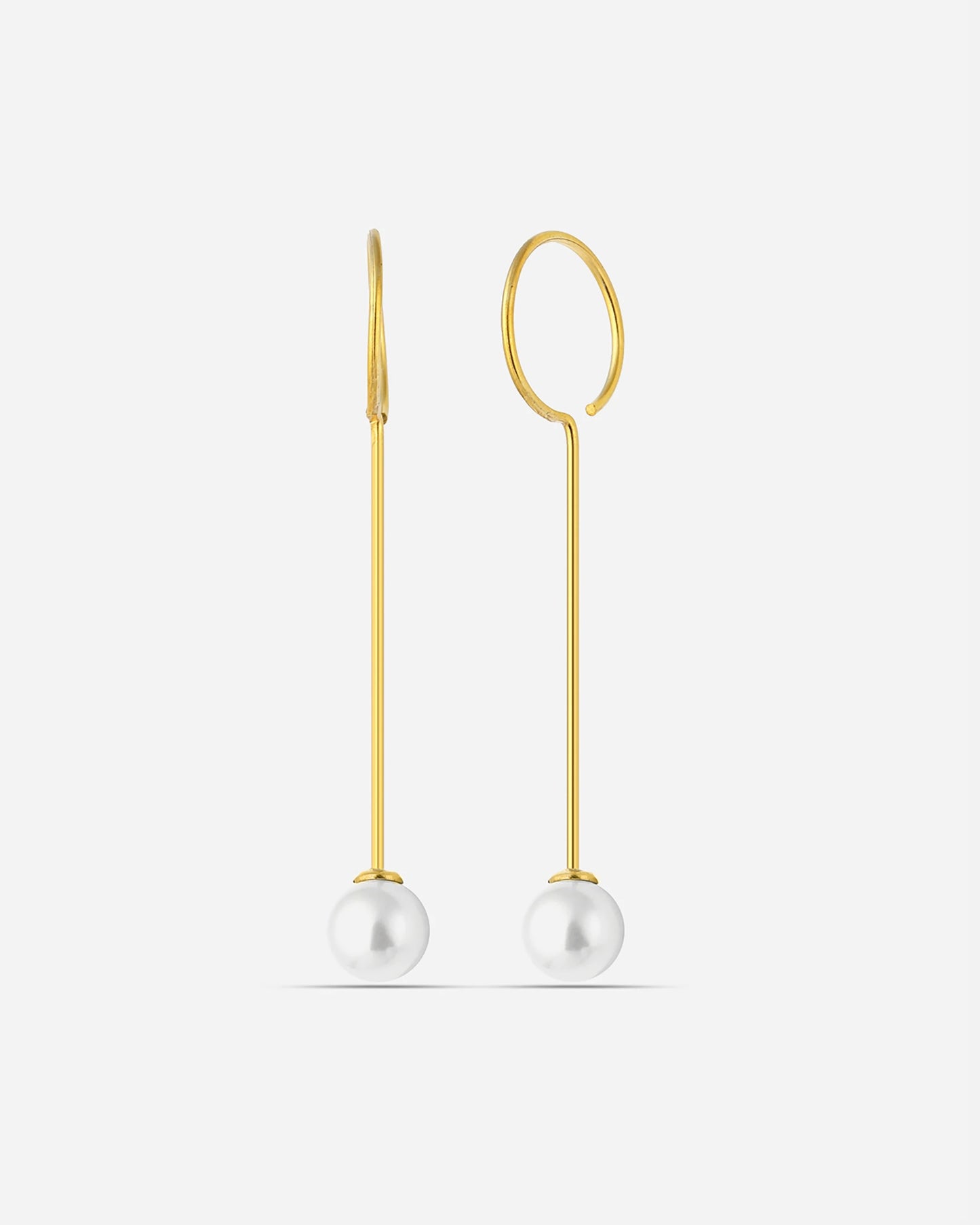 Modern Silver Drop Pearl Earrings Gold Filled