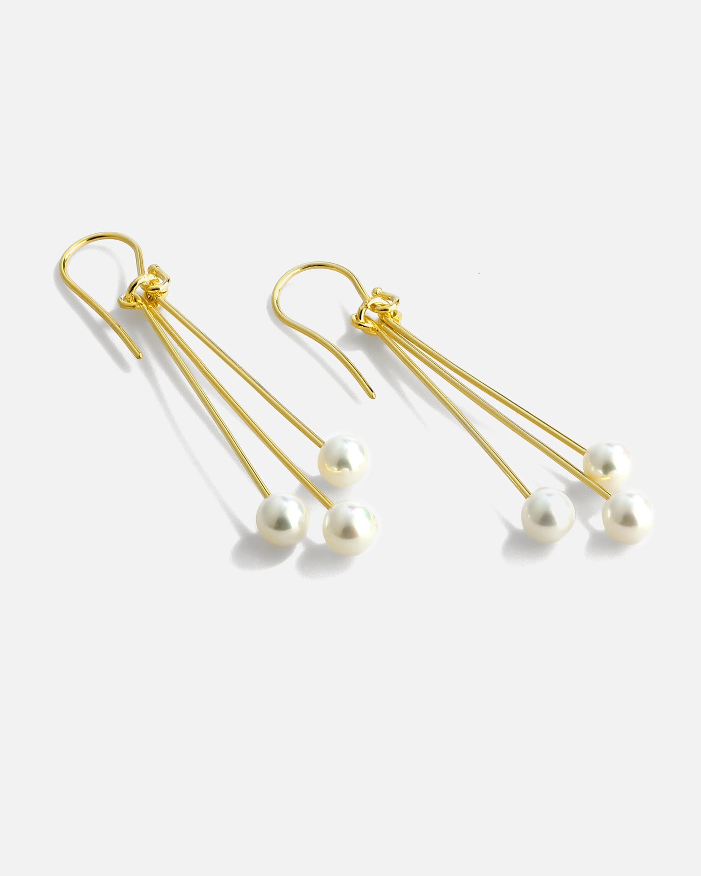 Modern Silver Oval Pearl Cluster Drop Earrings Gold Filled