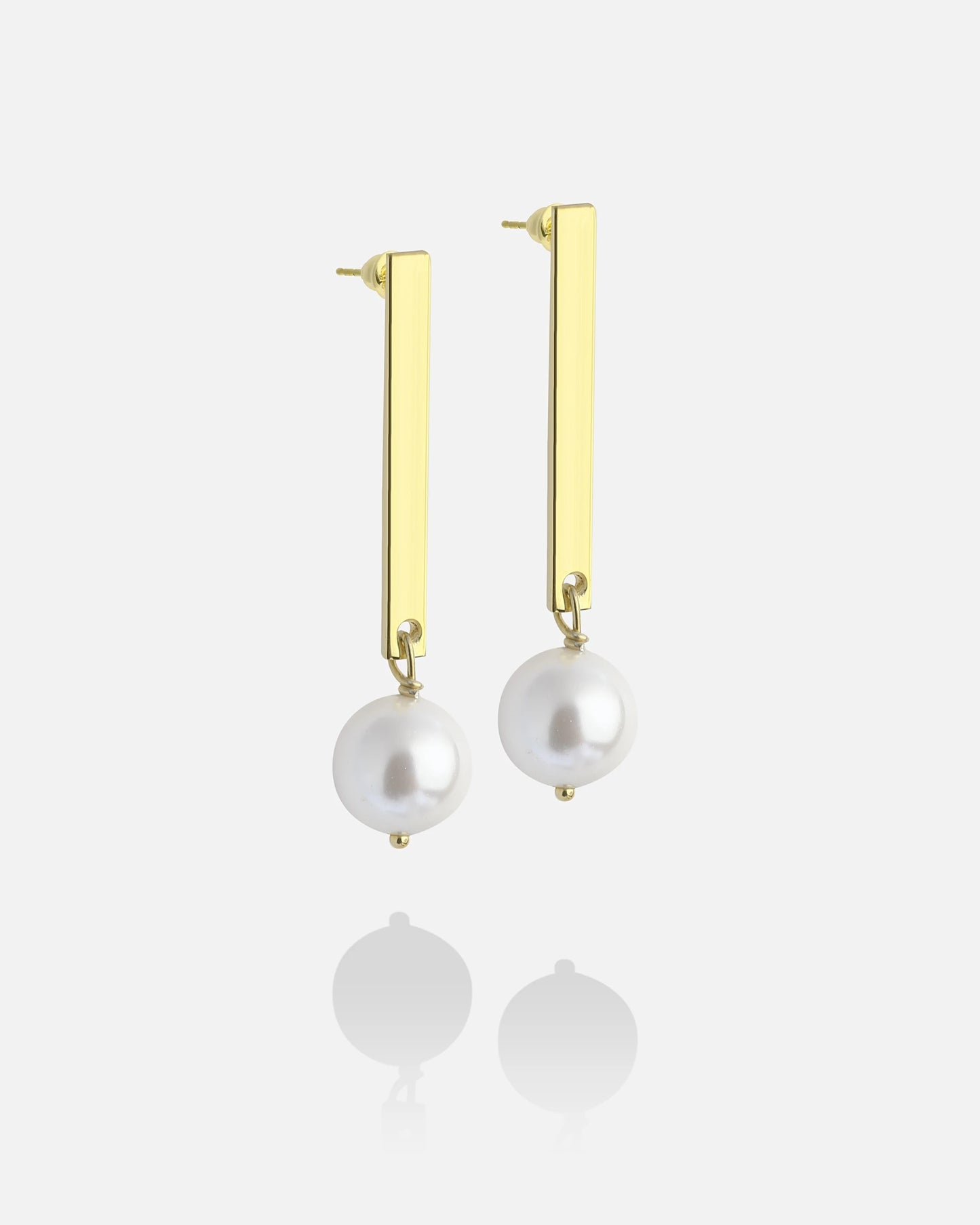 Modern Silver Design Pearl Drop Earrings Gold Filled