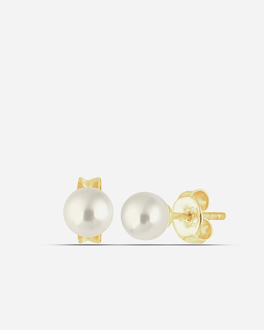 Silver Pearl Button Stud Earrings Gold Filled