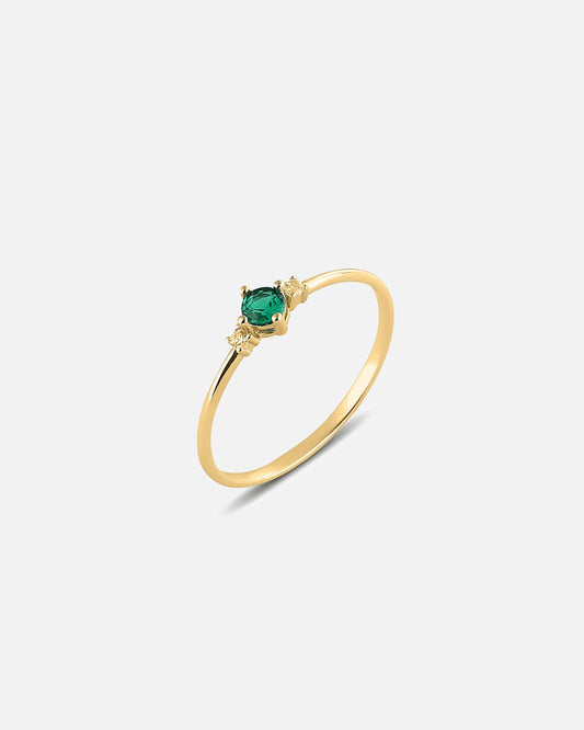Silver Ring with Three Stone Emerald Ring Gold Filled