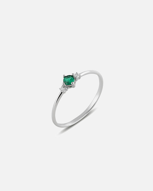Silver Ring with Three Stone Emerald Ring