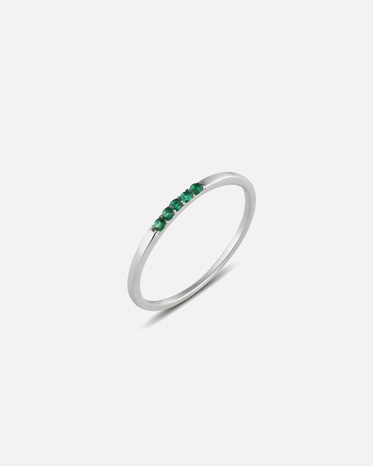 Silver Ring with Small Stone Emerald Ring