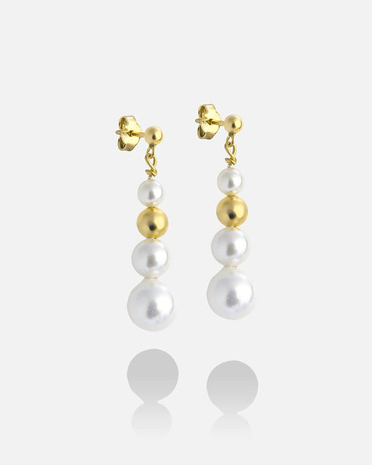 Modern Silver Quadruple Pearl Drop Earrings Gold Filled
