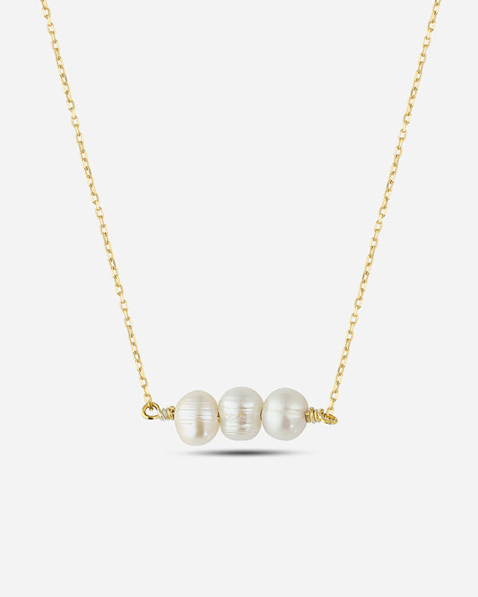 Modern Silver Triple Baroque Pearl Necklace