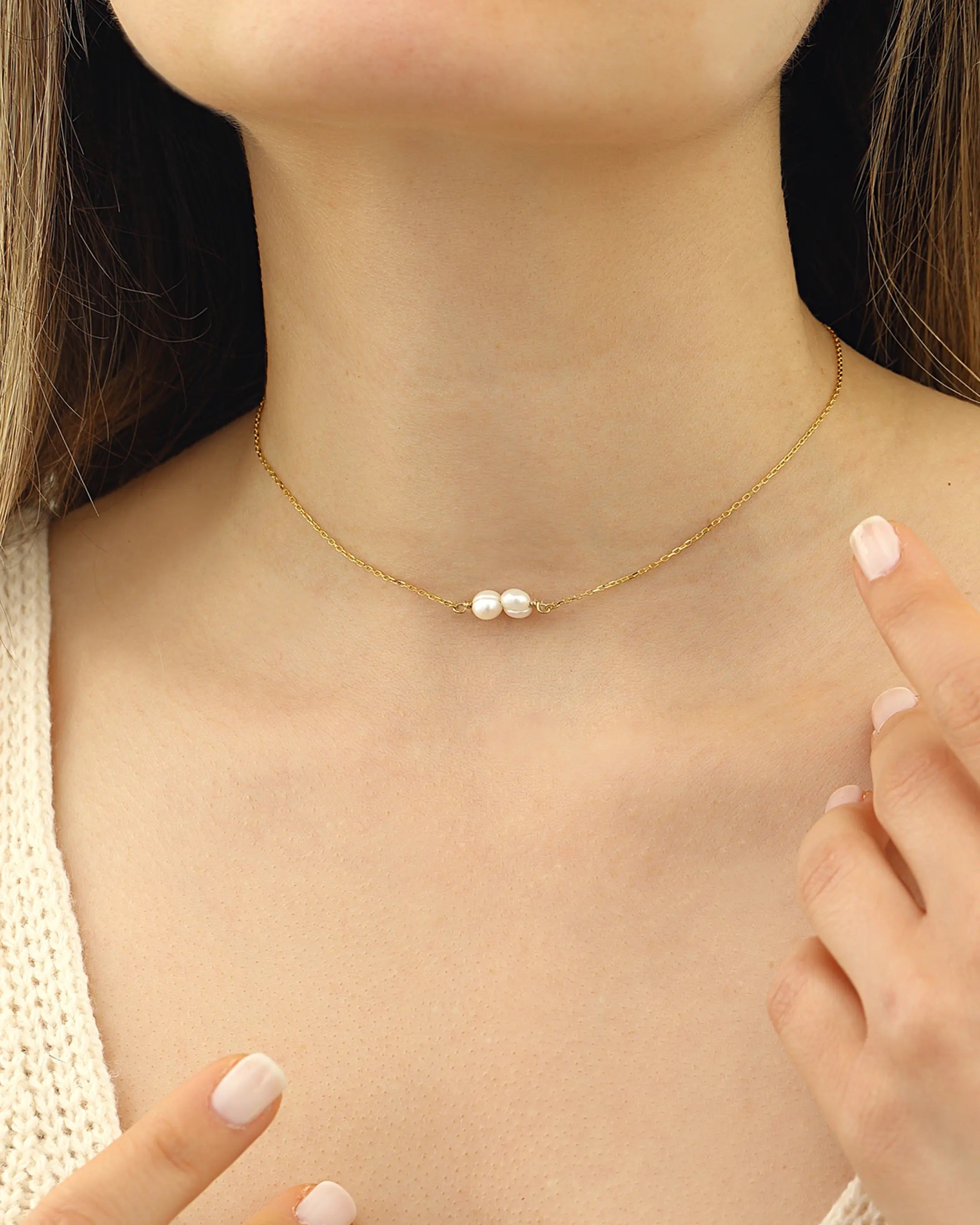 Modern Silver Double Baroque Pearl Necklace