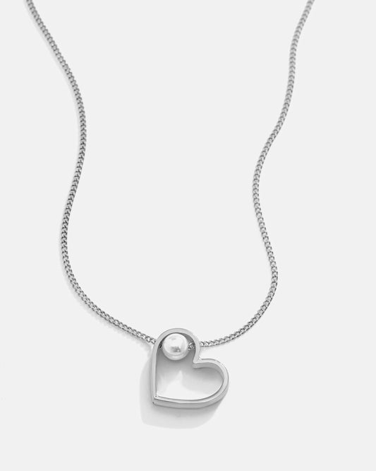 Handmade Silver Heart Pearl Necklace